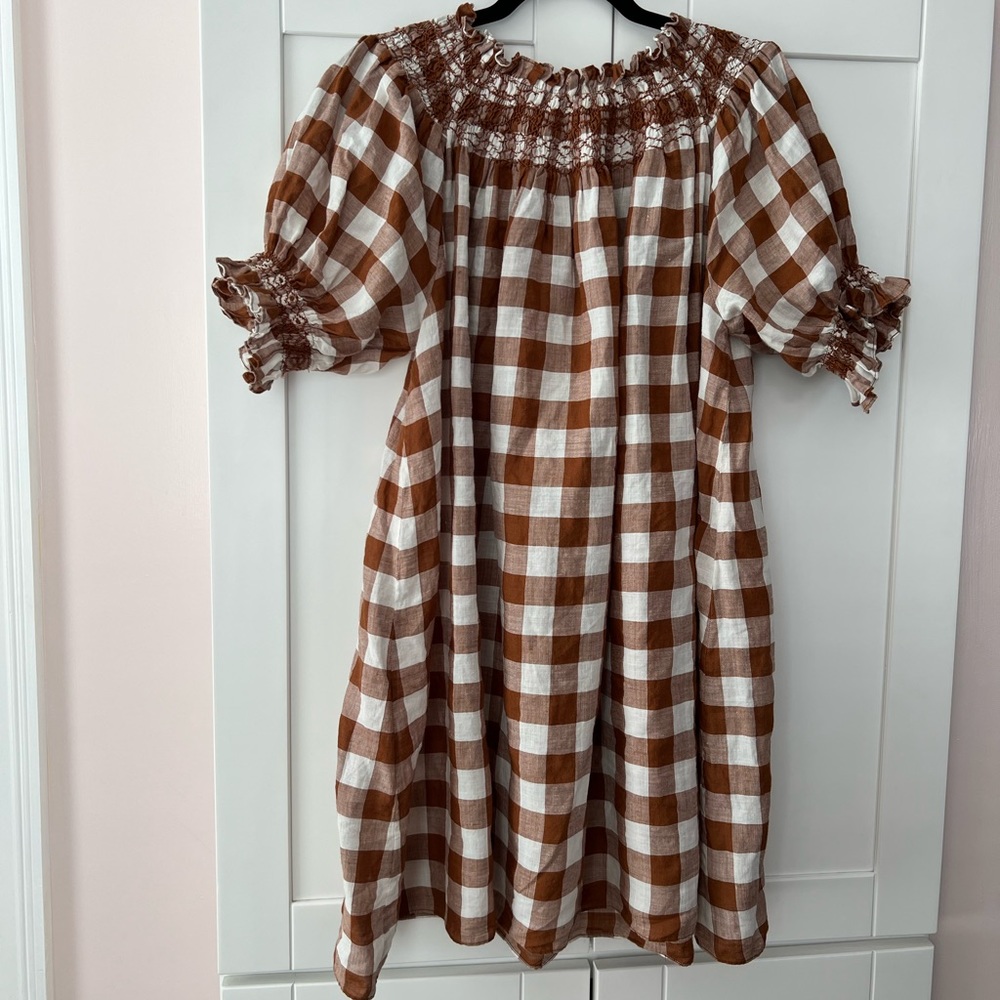SUREAU DRESS -- ST OUEN NUTMEG PLAID